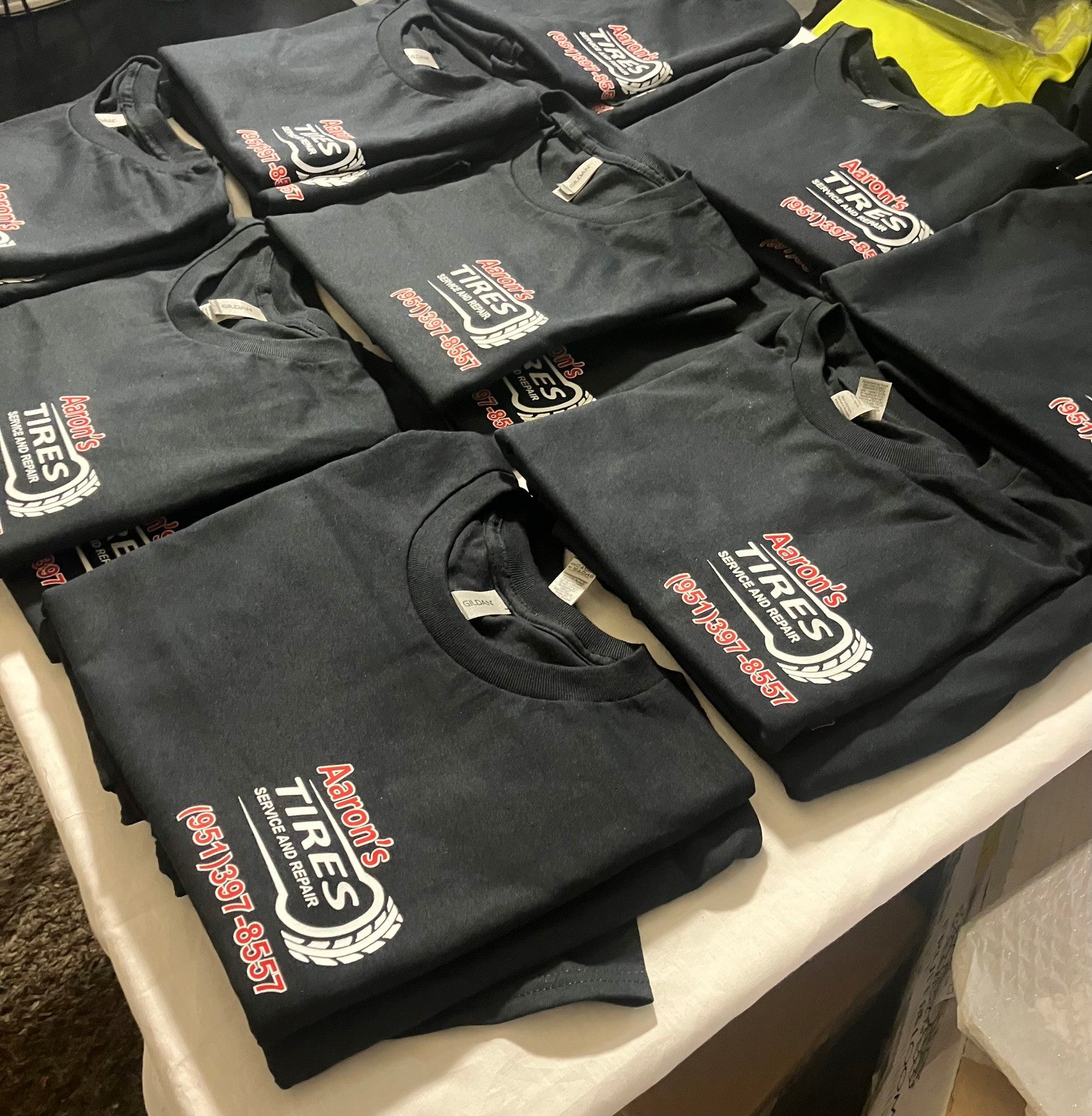Aaron Tires custom printed shirts